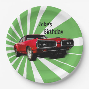 Red Muscle Car Paper Plate