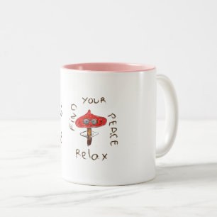 Red Mushroom Amanita Cartoon Two-Tone Coffee Mug
