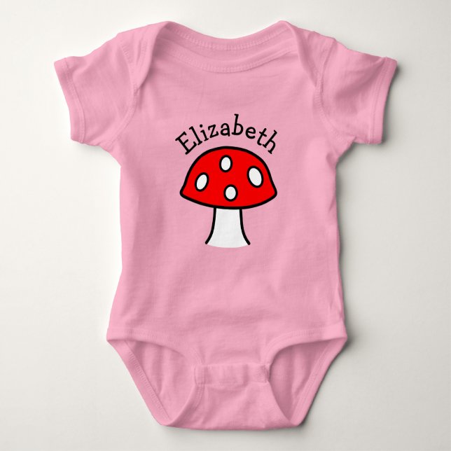 Red Mushroom Baby Bodysuit (Front)