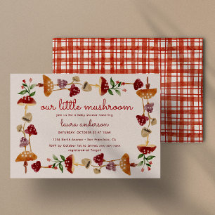 Red Mushroom Baby Shower Gender Reveal Invitation