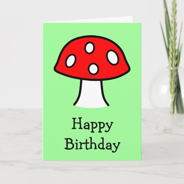 Red Mushroom Birthday Card (Front)