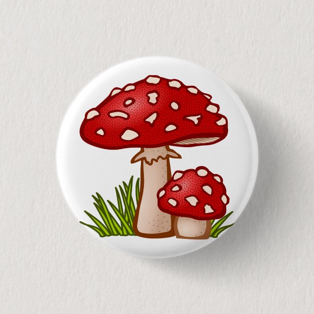 Red Mushroom Cartoon  3 Cm Round Badge (Front)