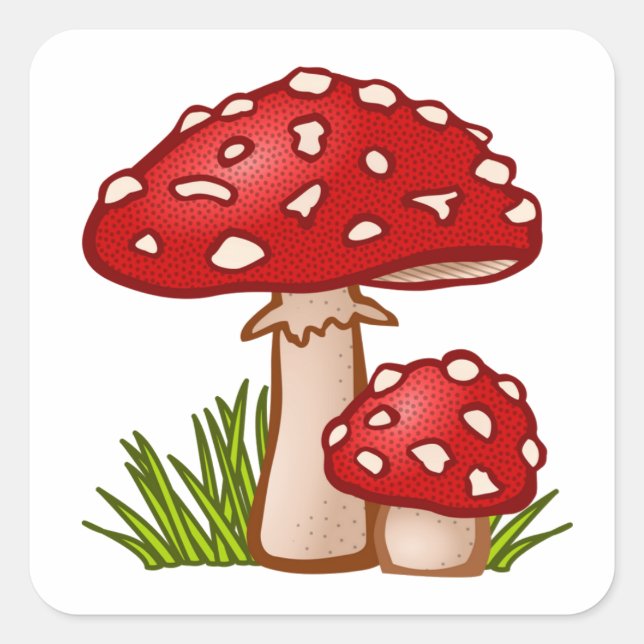 Red Mushroom Cartoon  Square Sticker (Front)