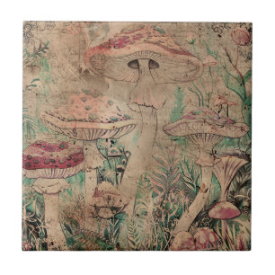 Red Mushroom Ceramic Tile