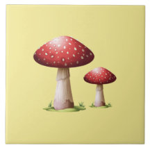 Red Mushroom Ceramic Tile