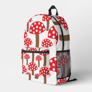 Red Mushroom Cute Botanical Pattern Printed Backpack
