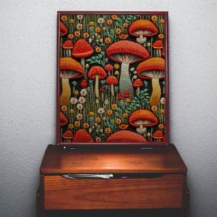 Red Mushroom Embroidery Decoupage  Tissue Paper