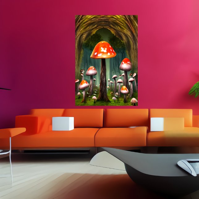 Red mushroom forest  | AI Art  Poster (Creator Uploaded)