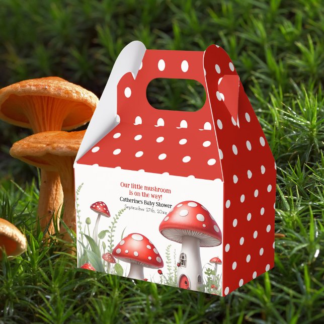 Red Mushroom Fungi Woodland Baby Shower Favour Box (Creator Uploaded)