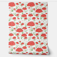 Red Mushroom Hand Drawn Pattern