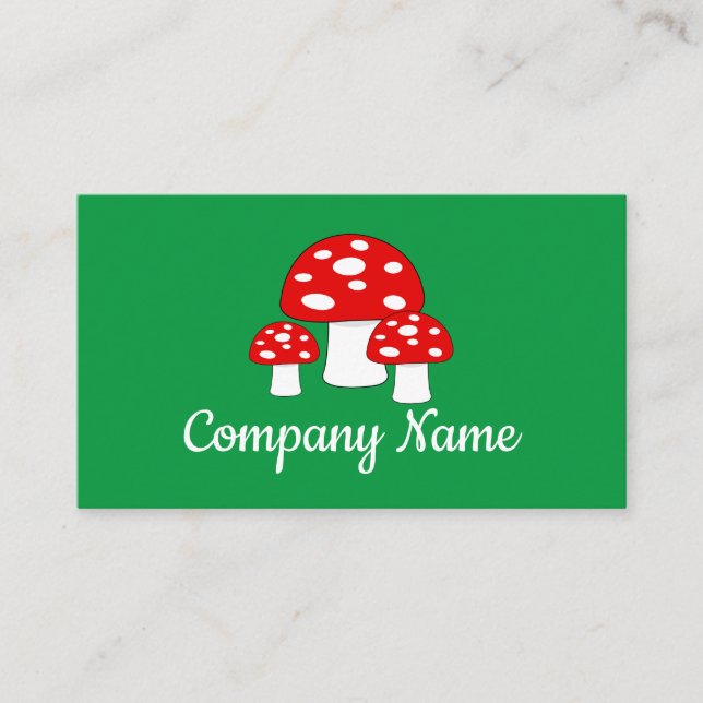 Red mushroom nature business card template (Front)