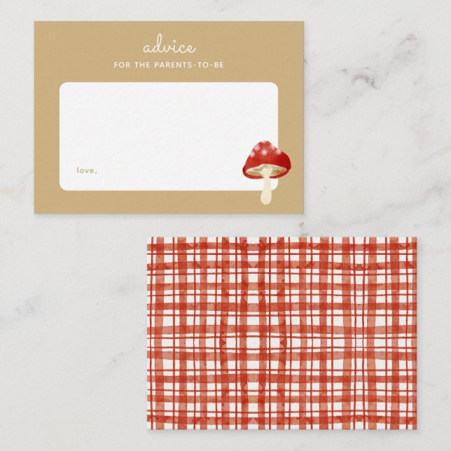 Red Mushroom Picnic Baby Shower Parenting Advice Card