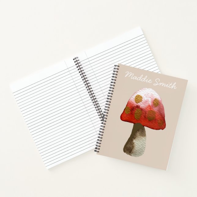 Red Mushroom Toadstool magic Notebook (Inside)