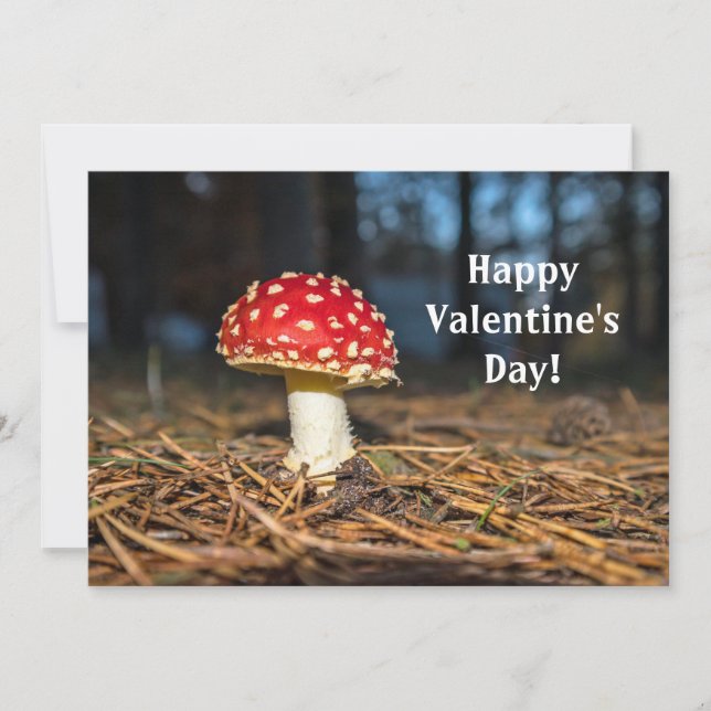 Red Mushroom Valentine's Day Flat Card (Front)