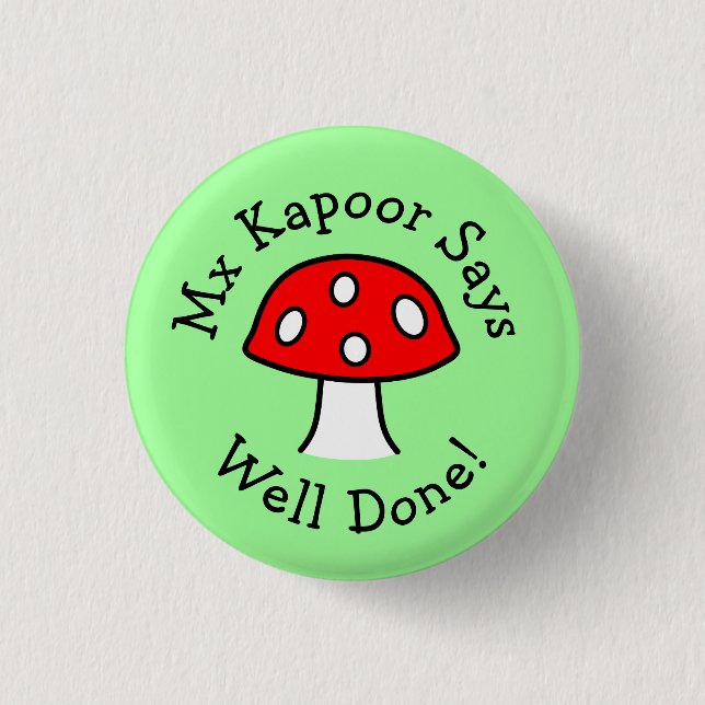 Red Mushroom Well Done Button (Front)