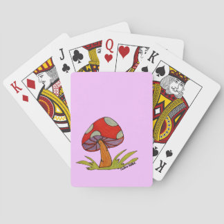 Red Mushroom with light purple background Tote Playing Cards