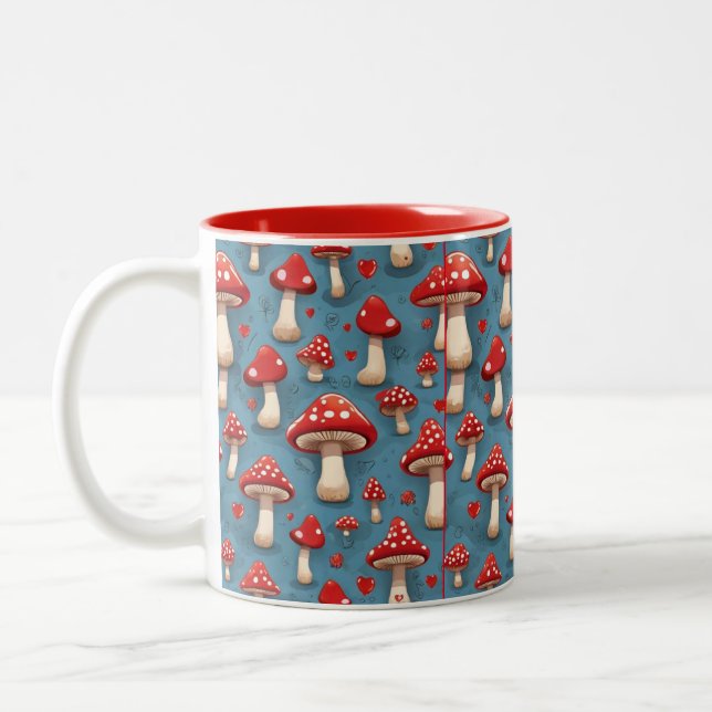 Red Mushrooms Print-on-Demand Mug for a Fun-Filled (Left)