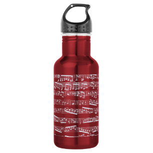Red music notes 532 ml water bottle
