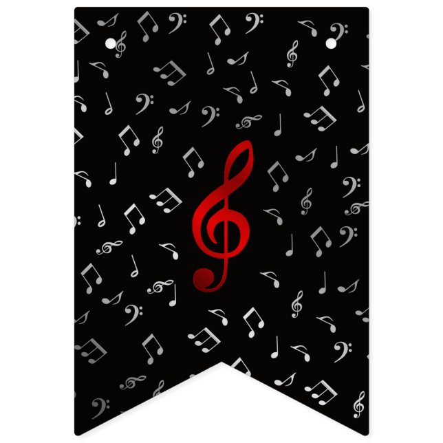 red music notes and silver black bunting  (Sixteenth Flag)