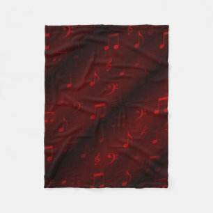 red music notes fleece blanket