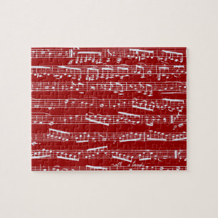 Red music notes jigsaw puzzle