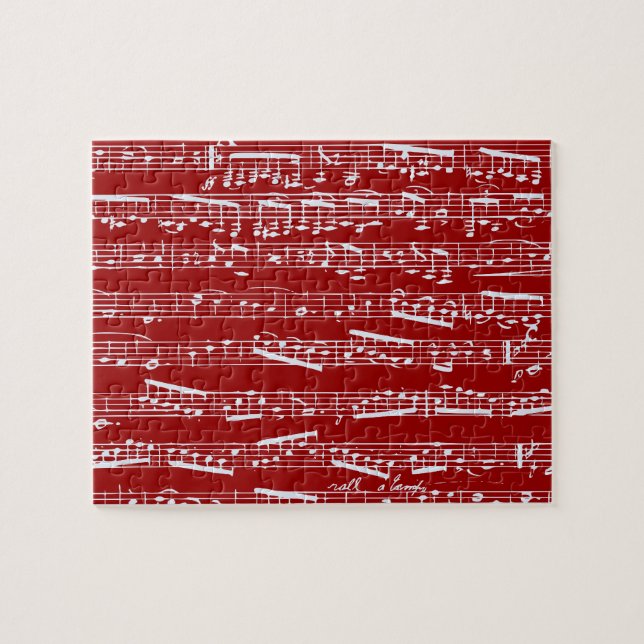 Red music notes jigsaw puzzle (Horizontal)