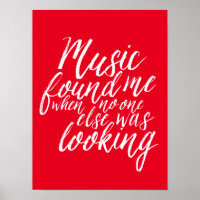 Red Music Quote Hand Lettering Calligraphy Poster