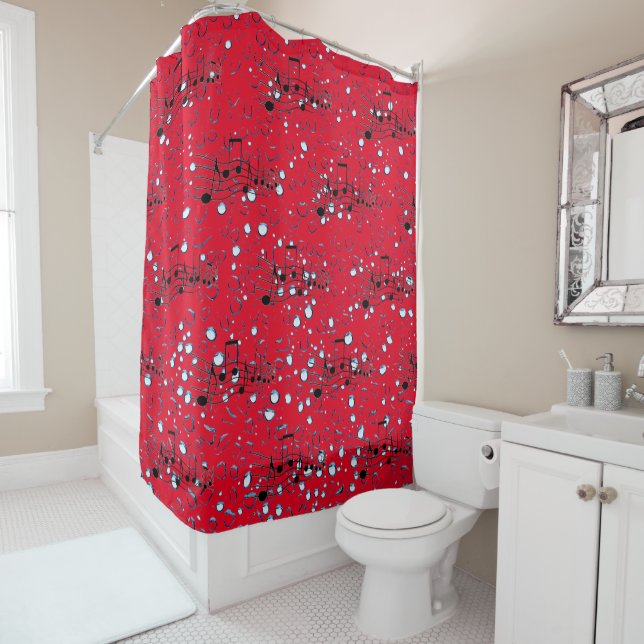 Red - Musical Mode  Shower Curtain (In Situ)