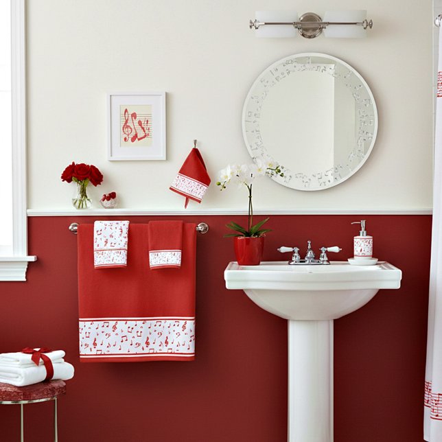 Red musical theme bath towel set (Creator Uploaded)