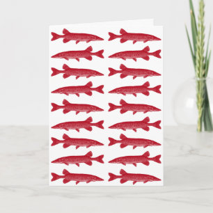 Red Muskie Fish Card