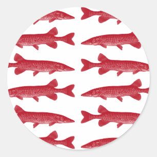 Red Muskie Fish Classic Round Sticker