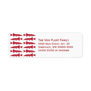 Red Muskie Fish Return Address Label