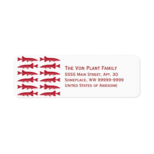Red Muskie Fish Return Address Label (Front)