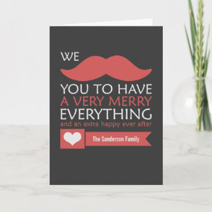 Red Mustache Christmas Greeting Holiday Card