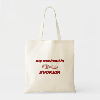 Red My Weekend Is Booked Cute Bookish Tote Bag