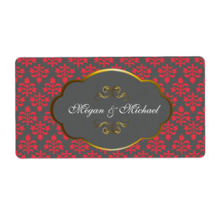 Red n Brown Damask wedding labels