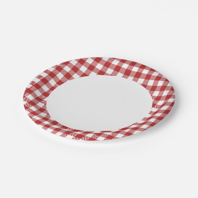 Red n White Plaid Party Paper Plate (Angled)
