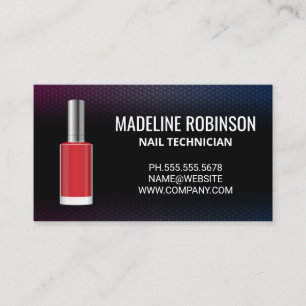 Red Nail Polish Bottle   Nail Salon Business Card