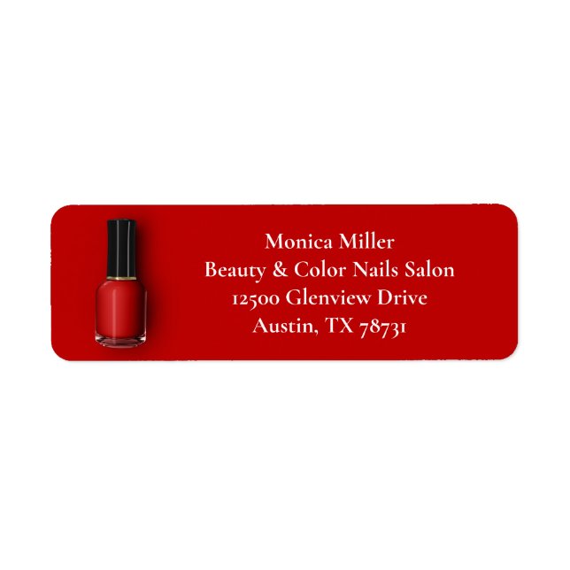 Red Nail Polish Custom Manicurist Return Address Label (Front)