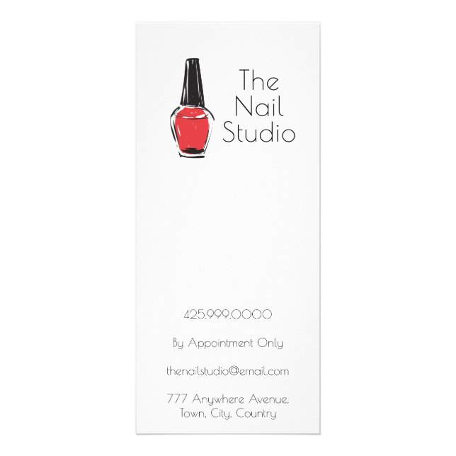 Red Nail Salon Manicure Pedicure Price List Rack Card (Back)