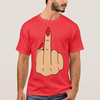 Red Nails Middle Finger T-Shirt