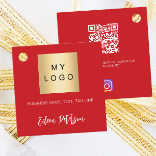 Red name logo QR Instagram code hang tag