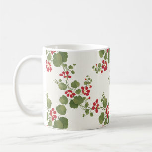 Red Nasturtium Cream Background  Coffee Mug