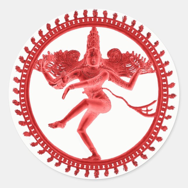 Red Nataraja Classic Round Sticker (Front)