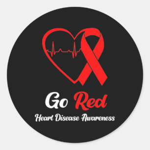 Red National Heart Disease Awareness Month  Classic Round Sticker