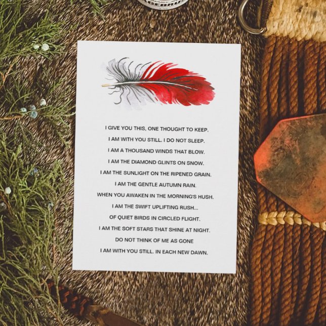 Red Native American Feather Memorial Indian Tribal Holiday Card (Creator Uploaded)