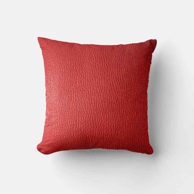 Red Natural Leather Look Cushion (Front)