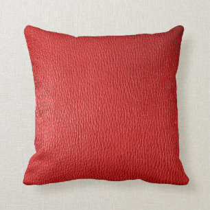 Red Natural Leather Look Cushion