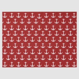 Red Nautical Anchor Pattern Tissue Paper