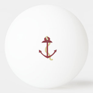 Red Nautical Anchor Ping Pong Ball